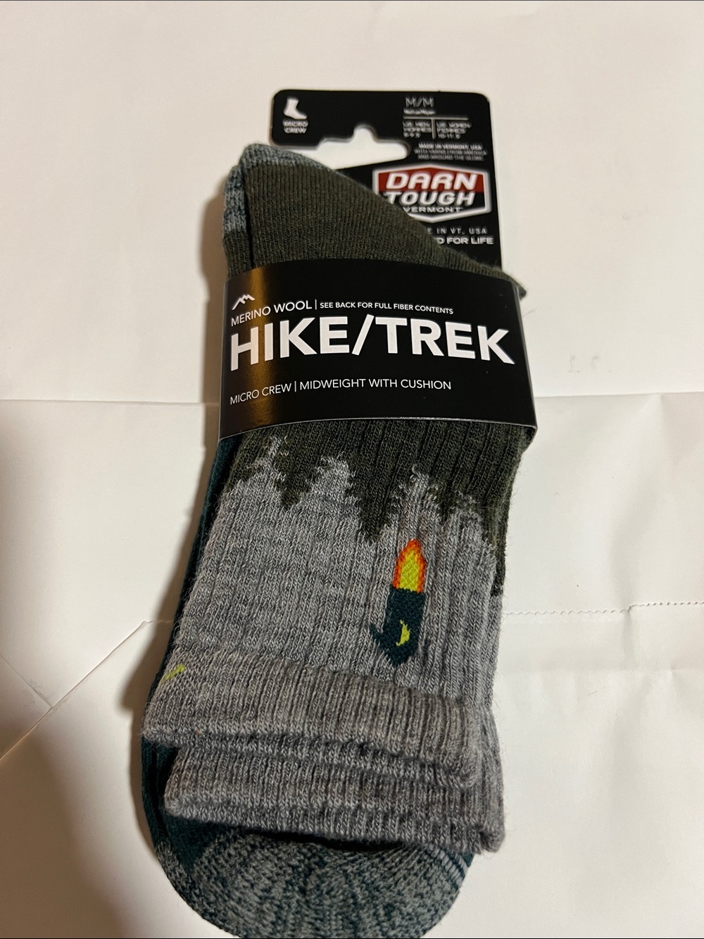 Darn Tough Hike/Trek Merino Crew Socks - Gray & Olive